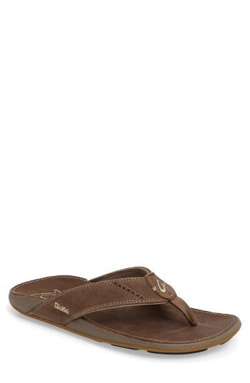 Men's Olukai 'nui' Leather Flip Flop M - Blue