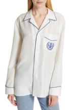 Women's Polo Ralph Lauren Silk Pajama Style Shirt - White