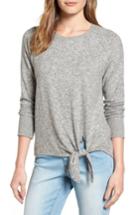 Women's Gibson Tie Front Cozy Fleece Pullover - Grey