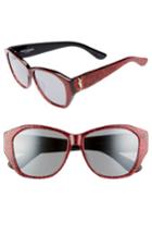 Women's Saint Laurent 56mm Sunglasses - Red/ Red/ Silver