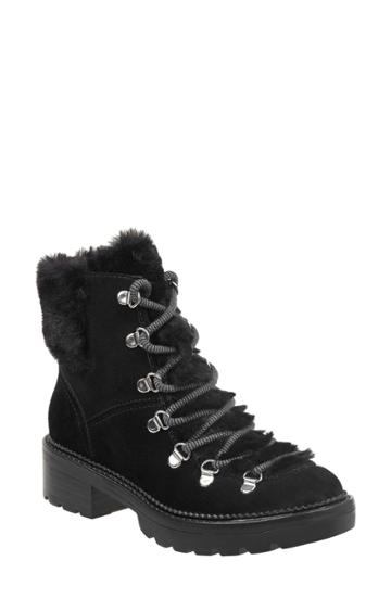 Women's Marc Fisher Ltd Capell Faux Shearling Cuff Lace-up Boot M - Black