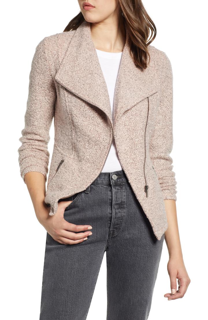 Petite Women's Halogen Knit Moto Jacket P - Pink