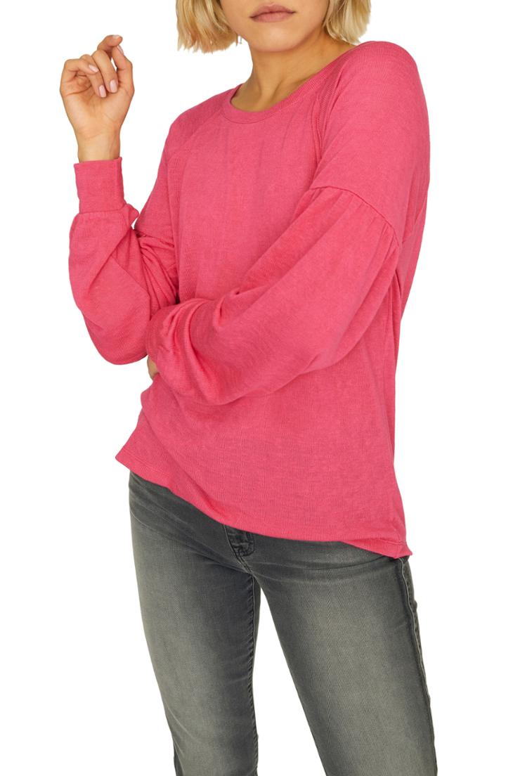 Petite Women's Sanctuary Blouson Sleeve Cozy Top P - Pink