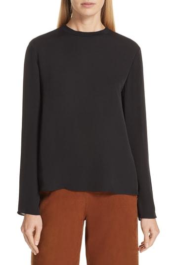 Women's Vince Tie Neck Silk Blouse - Black