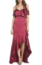Women's Adrianna Papell Ruffled Satin Gown - Red