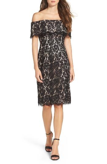 Women's Eliza J Off The Shoulder Lace Sheath - Black