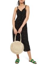 Women's Topshop Ditsy Ruffle Midi Slipdress Us (fits Like 0-2) - Black