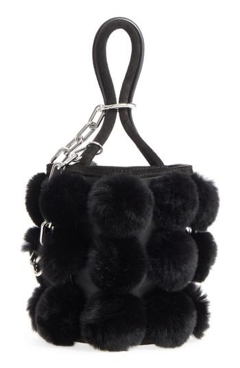 Alexander Wang Mini Roxy Genuine Rabbit Fur Pompom Leather - Black