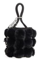 Alexander Wang Mini Roxy Genuine Rabbit Fur Pompom Leather - Black