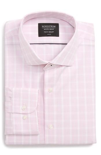 Men's Nordstrom Men's Shop Tech-smart Trim Fit Plaid Dress Shirt .5 32/33 - Pink