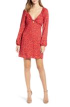 Women's Row A Keyhole Knot Ditsy Print Minidress - Red