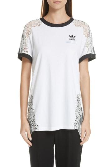 Women's Stella Mccartney Lace Inset Adidas Logo Tee - White