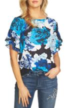 Women's Cece Bouquet Ruffle Sleeve Blouse - Blue