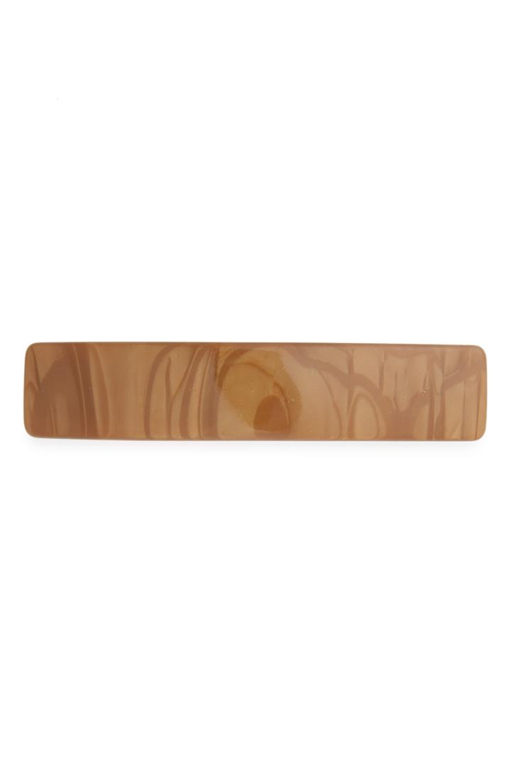 L. Erickson Nougat Rectangle Barrette, Size - Brown
