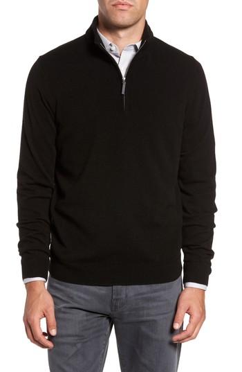 Men's John W. Nordstrom Quarter Zip Cashmere Sweater - Black