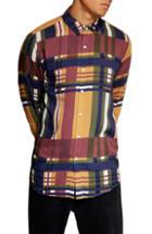Men's Topman Tapenade Check Shirt - Yellow