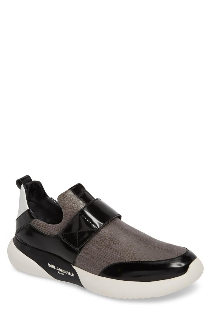 Men's Karl Lagerfeld Paris Saffiano Textured Sneaker .5 M - Grey