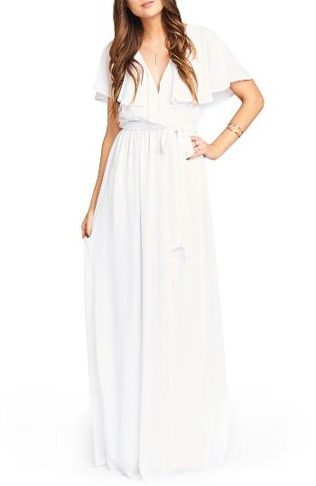 Women's Show Me Your Mumu Audrey Ruffle Wrap Front Gown - White