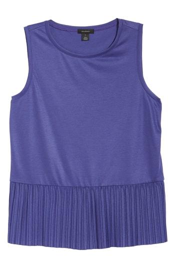 Petite Women's Halogen Pleat Peplum Tank, Size P - Purple
