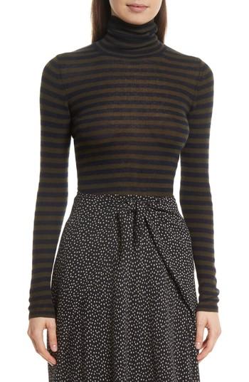 Women's Vince Stripe Ribbed Turtleneck