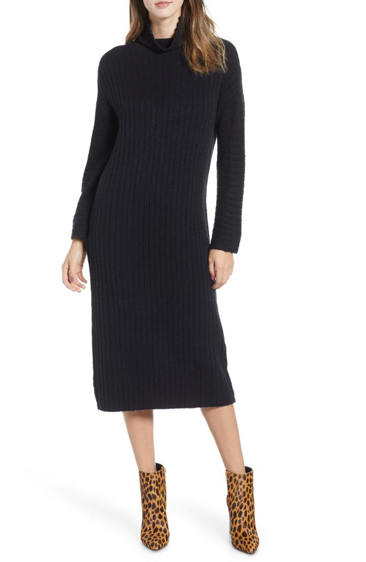 Women's Leith Rib Midi Sweater Dress, Size - Black