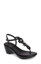 Women's Athena Alexander Gianna Embellished T-strap Wedge .5 M - Black