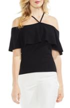 Women's Vince Camuto Ruffle Off The Shoulder Halter Sweater - Black
