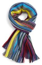 Men's Paul Smith Neon Stripe Wool Scarf, Size - Blue