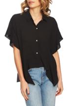 Women's 1.state Button Up High/low Blouse, Size - Black
