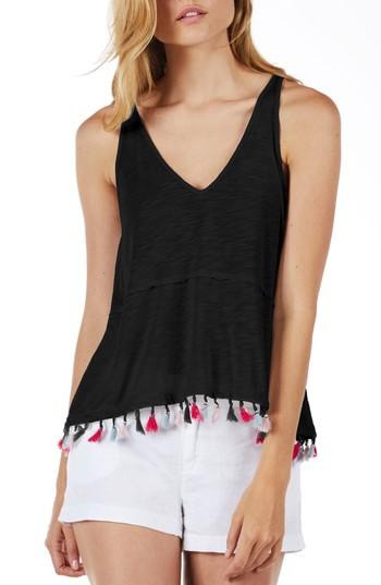 Women's Michael Stars Tassel Fringe Tank, Size - Black