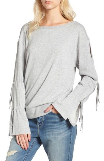 Women's Hinge Tie Sleeve Sweatshirt, Size - Grey