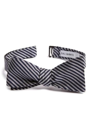 Men's Calibrate Micro Oxford Stripe Silk Bow Tie, Size - Grey