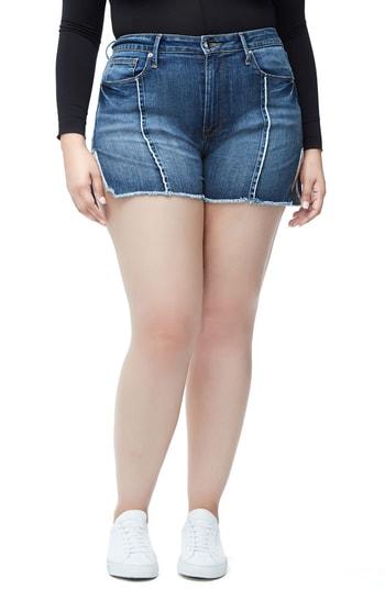 Women's Good American Bombshell Raw Seam Denim Shorts