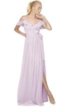 Women's Ceremony By Joanna August 'portia' Off The Shoulder Ruffle Wrap Chiffon Gown - Purple