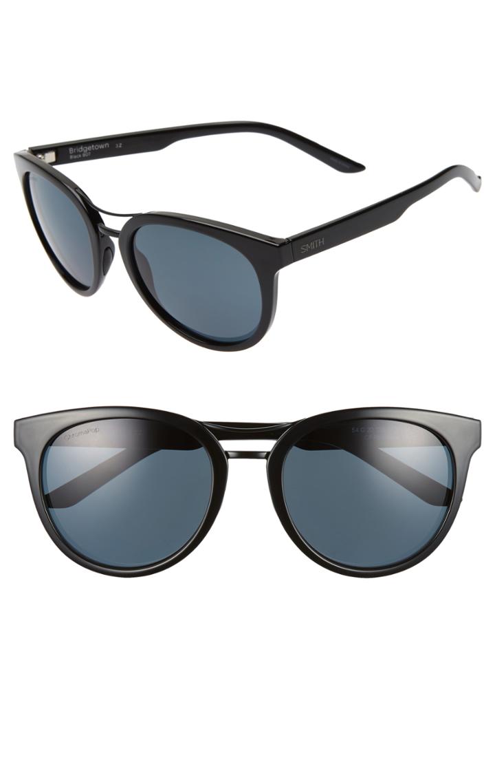 Women's Smith 'bridgetown' 54mm Aviator Sunglasses - Black/ Black