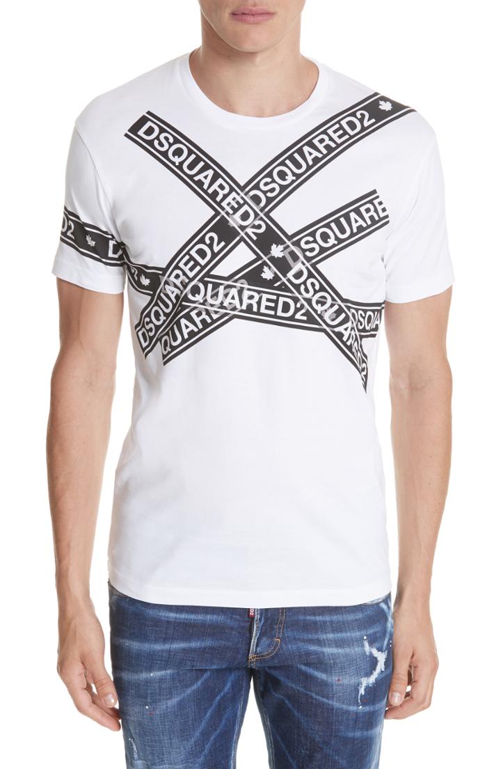 Men's Dsquared2 Caution Logo Print T-shirt