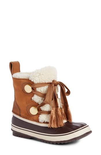 Women's Sorel X Chloe Genuine Shearling Trim Waterproof Boot Us / 38eu - Brown