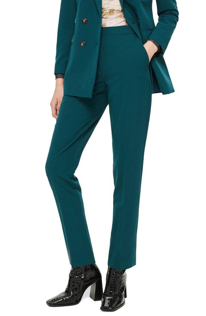 Women's Topshop Kleo Cigarette Trousers Us (fits Like 2-4) - Green