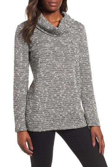 Women's Chaus Metallic Thread Detail Cowl Neck Sweater - Black