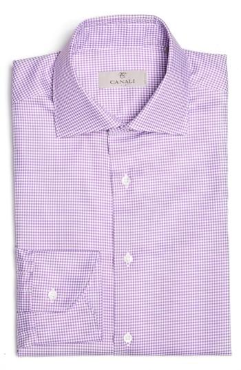 Men's Canali Regular Fit Check Dress Shirt .5 - - Purple