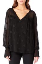 Women's Michael Stars Embroidered Bell Sleeve Top - Black