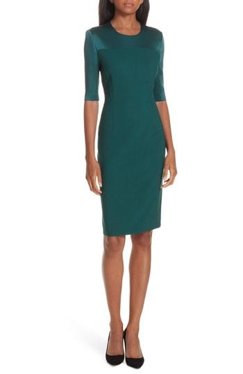 Women's Boss Danufa Stretch Wool Sheath Dress R - Green