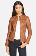 Women's Lamarque Leighton Stitch Detail Lambskin Leather Jacket, Size - (online Only)