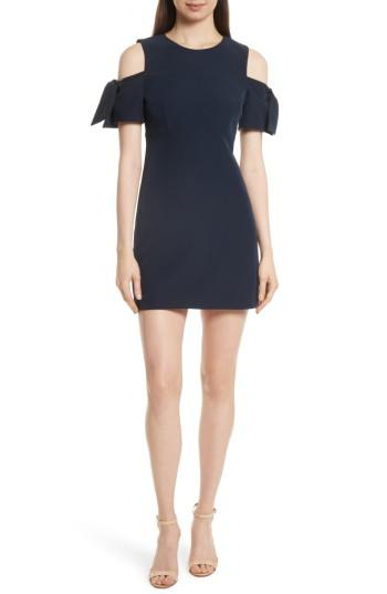 Women's Milly Italian Cady Mod Tie Cold Shoulder Minidress - Blue