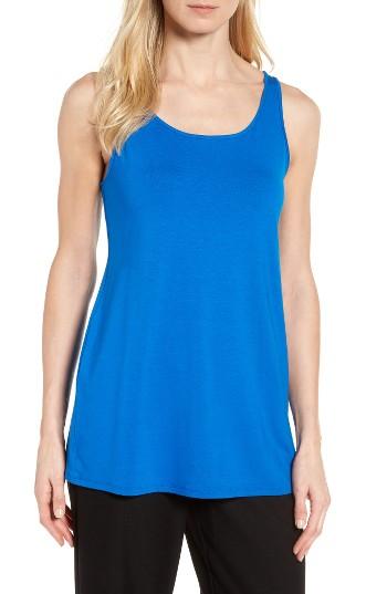 Petite Women's Eileen Fisher Jersey Scoop Neck Long Tank P - Blue