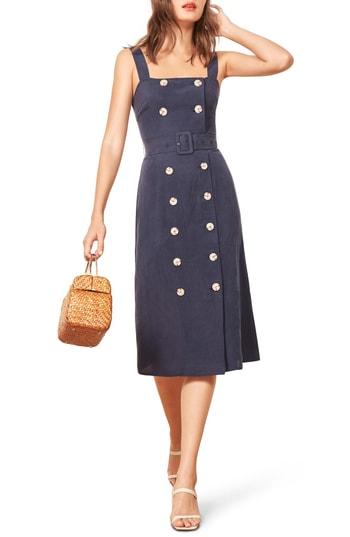 Women's Reformation Palma Belted Dress - Blue