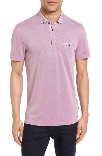 Men's Ted Baker London Woven Collar Polo (xxl) - Purple