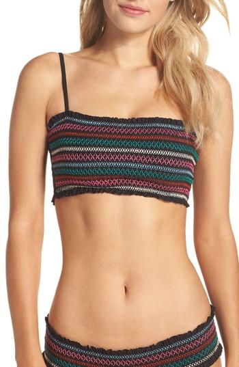 Women's Isabella Rose Crystal Cove Smocked Bikini Top - Black