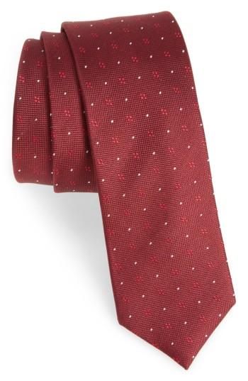 Men's The Tie Bar Geo Key Geometric Silk Tie, Size - Burgundy