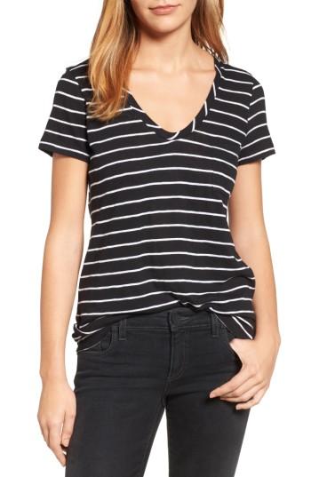 Women's Caslon Rounded V-neck Tee, Size - Black